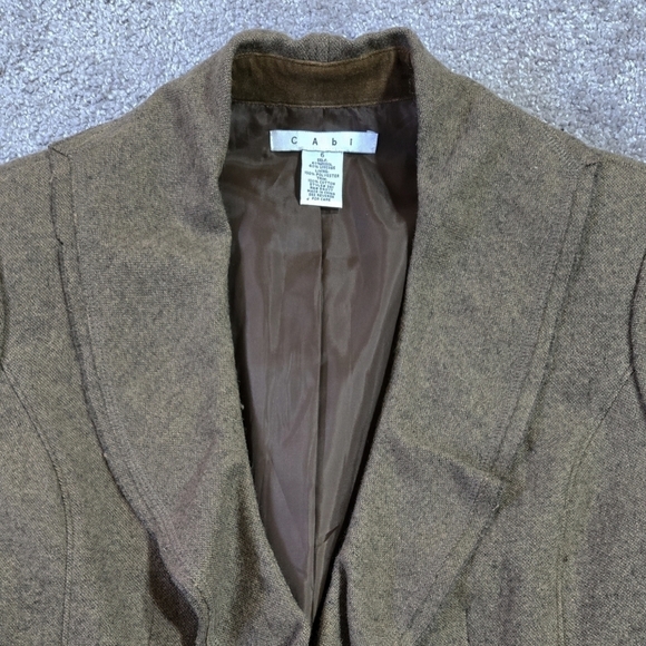 Cabi 361 Kensington Wool Blend Brown Ruffle Collar Blazer Academia Preppy - Picture 4 of 9